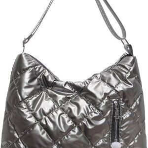 Puffer Crossbody Purse for Women - Quilted Down Cotton Padded Shoulder Bag Large